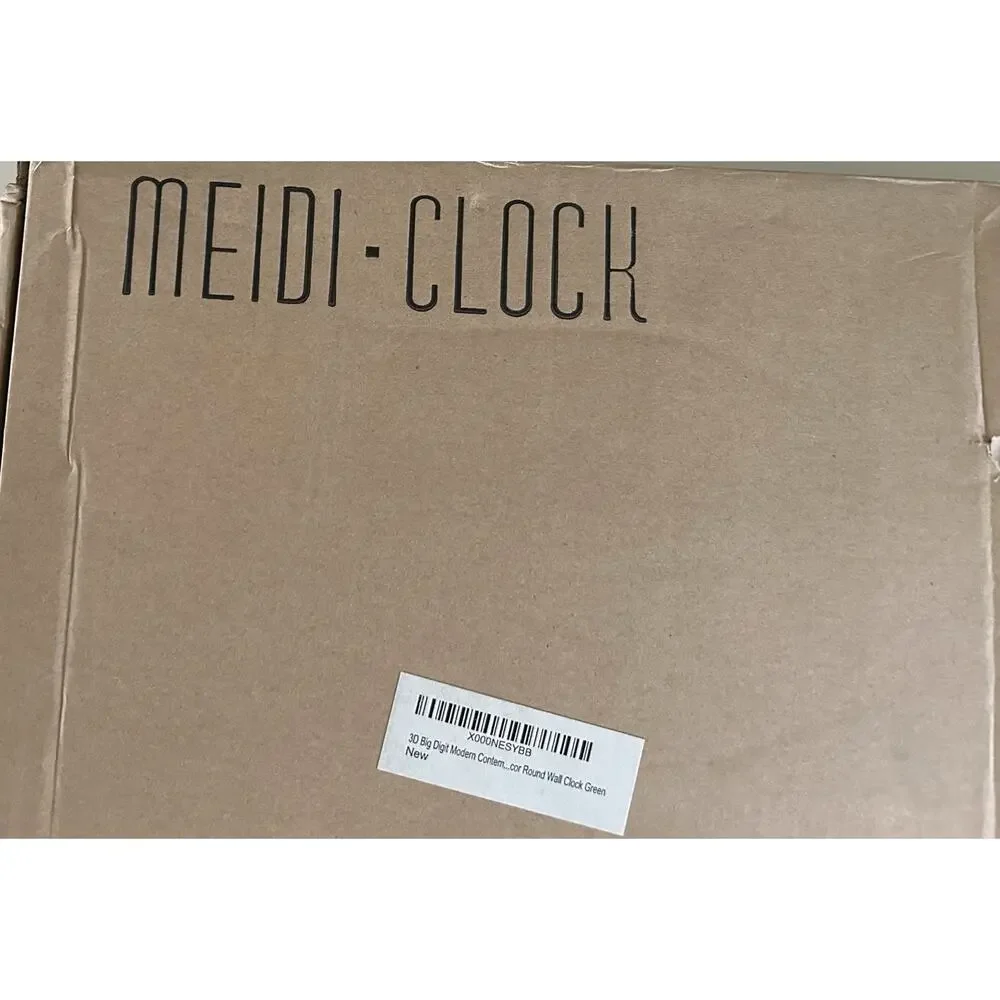 MEIDI 3D Big Digit Modern Round Wall Clock Green White Gray 12” New